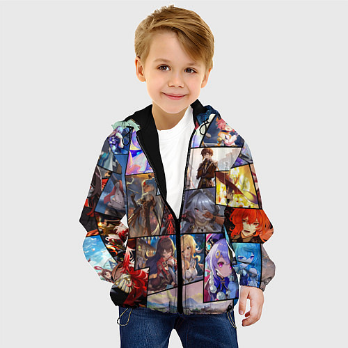 Детская куртка Геншин импакт, персонажи / 3D-Черный – фото 4