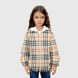 Куртка с капюшоном детская Клетчатый принт в стиле Burberry, цвет: 3D-белый — фото 2