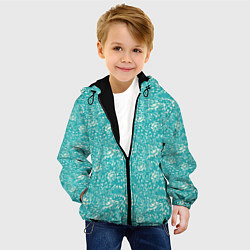 Куртка с капюшоном детская Хохломские узоры Бирюза, цвет: 3D-черный — фото 2