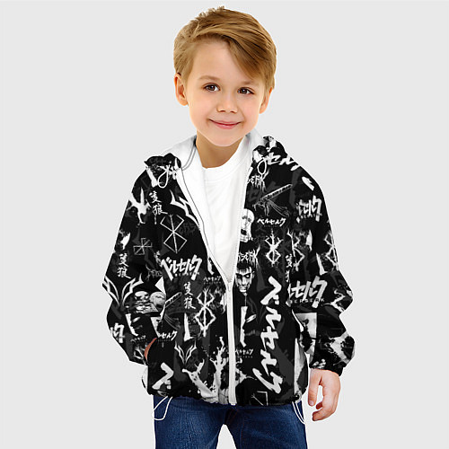 Детская куртка BERSERK SYMBOL LOGO БЕРСЕРК СИМВОЛИКА ПАТТЕРН / 3D-Белый – фото 4