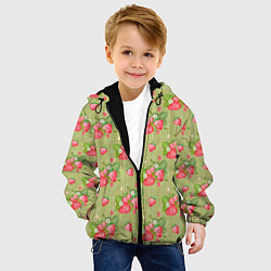 Куртка с капюшоном детская Клубничка паттерн, цвет: 3D-черный — фото 2