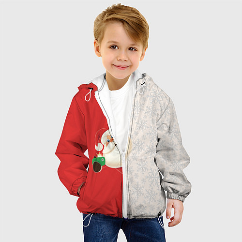 Детская куртка Дед Мороз селфи / 3D-Белый – фото 4