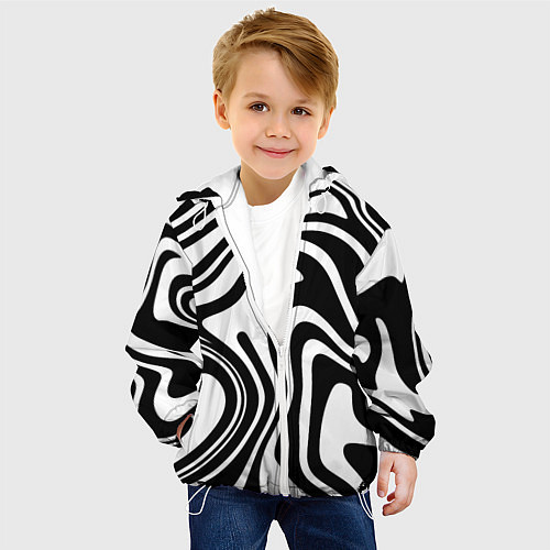 Детская куртка Черно-белые полосы Black and white stripes / 3D-Белый – фото 4