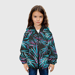Куртка с капюшоном детская Листья Пальм Неон, цвет: 3D-черный — фото 2