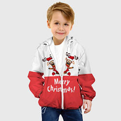 Куртка с капюшоном детская Санта с 2 Оленями, цвет: 3D-белый — фото 2