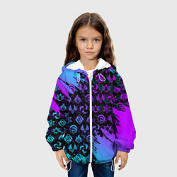 Куртка с капюшоном детская GENSHIN NEON PATTERN SYMBOL НЕОН ЭМБЛЕМЫ, цвет: 3D-белый — фото 2