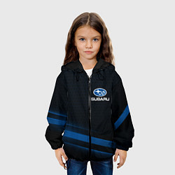 Куртка с капюшоном детская Subaru, sport style, цвет: 3D-черный — фото 2