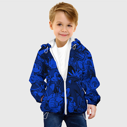 Детская куртка SONIC BLUE PATTERN СИНИЙ ЁЖ / 3D-Белый – фото 4