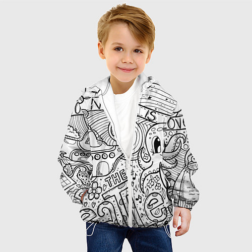 Детская куртка All you need is The Beatles Раскраска / 3D-Белый – фото 4