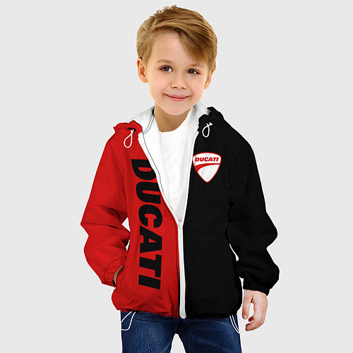 Детская куртка DUCATI BLACK RED BACKGROUND / 3D-Белый – фото 4
