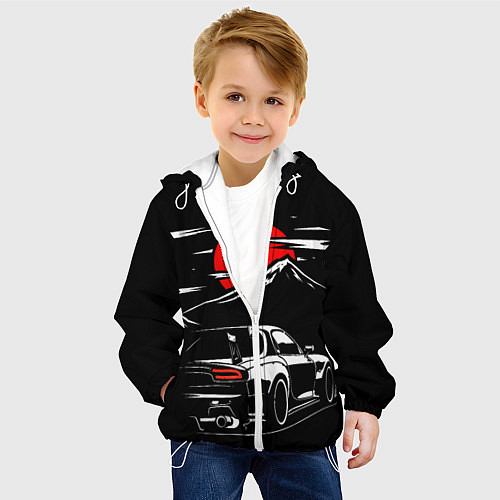 Детская куртка MAZDA RX 7 Мазда при свете красной луны / 3D-Белый – фото 4