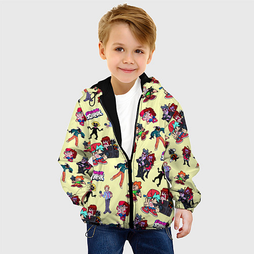 Детская куртка Friday Night Funkin - все герои / 3D-Черный – фото 4