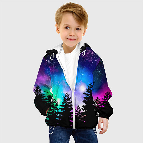 Детская куртка Космический лес, елки и звезды / 3D-Белый – фото 4