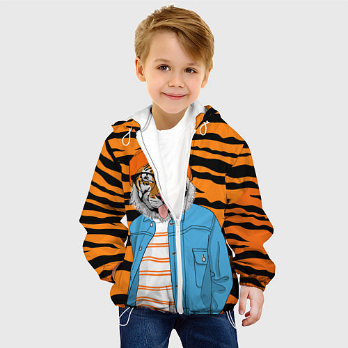 Детская куртка Тигр фурри на стиле / 3D-Белый – фото 4