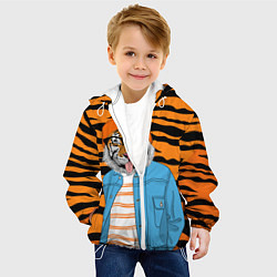 Куртка с капюшоном детская Тигр фурри на стиле, цвет: 3D-белый — фото 2