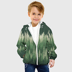 Куртка с капюшоном детская Елки-палки, хвойный лес, цвет: 3D-белый — фото 2