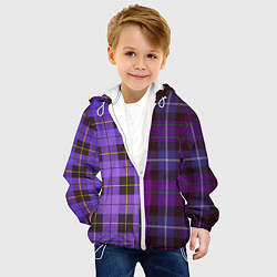 Куртка с капюшоном детская Purple Checkered, цвет: 3D-белый — фото 2