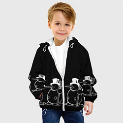 Куртка с капюшоном детская Снеговик на черном фоне, цвет: 3D-белый — фото 2