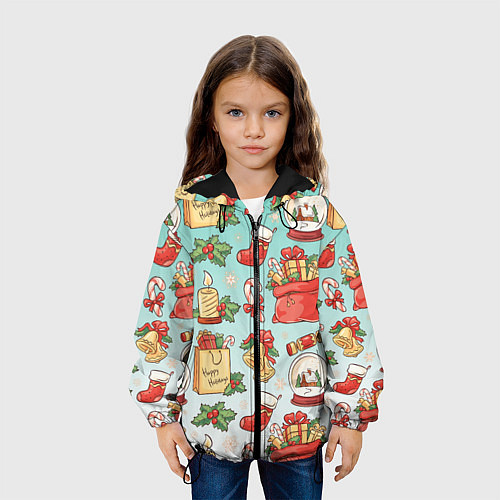 Детская куртка Рождественский узорный принт / 3D-Черный – фото 3
