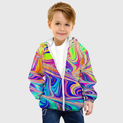 Детская куртка Аномально яркие цветные разводы / 3D-Белый – фото 4