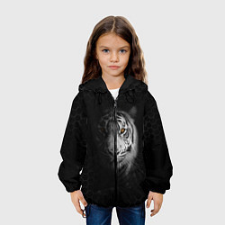 Куртка с капюшоном детская Тигр черно-белый соты, цвет: 3D-черный — фото 2