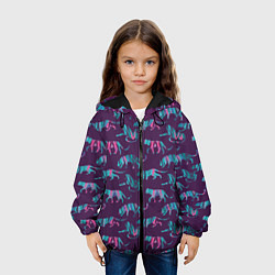 Куртка с капюшоном детская Тигры фейковый Glitch эффект, цвет: 3D-черный — фото 2