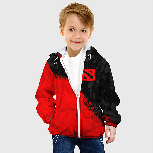 Детская куртка DOTA 2 RED LOGO, БРЫЗГИ КРАСОК / 3D-Белый – фото 4