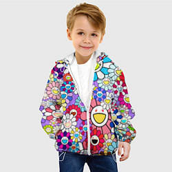 Куртка с капюшоном детская Цветы Takashi Murakami, цвет: 3D-белый — фото 2