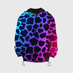 Куртка с капюшоном детская Разноцветная корова, цвет: 3D-черный
