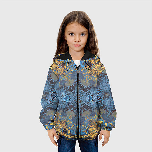 Детская куртка Коллекция Фрактальная мозаика Желто-синий 292-6-n1 / 3D-Черный – фото 3