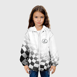 Куртка с капюшоном детская Lexus, Лексус спорт финишный флаг, цвет: 3D-белый — фото 2