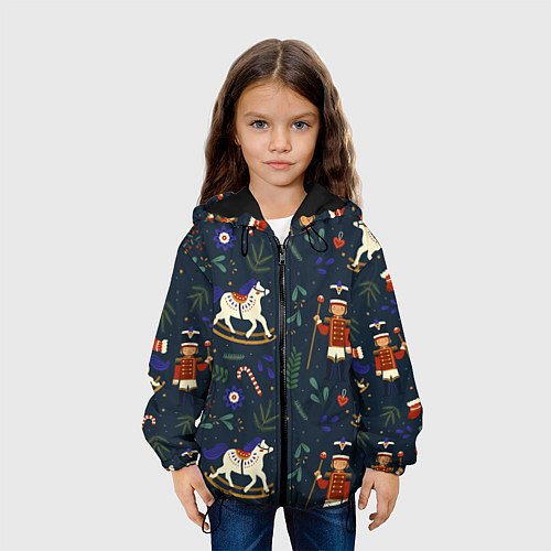 Детская куртка Щелкунчик паттерн с лошадкой / 3D-Черный – фото 3