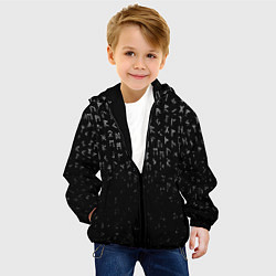 Куртка с капюшоном детская МЕТАЛЛИЧЕСКИЕ РУНЫ, БРЫЗГИ КРАСОК, цвет: 3D-черный — фото 2