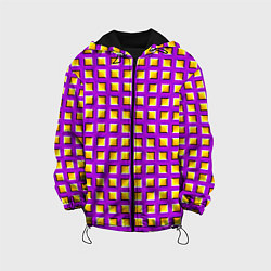 Куртка с капюшоном детская Фиолетовый Фон с Желтыми Квадратами Иллюзия Движен, цвет: 3D-черный
