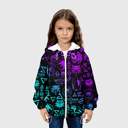 Куртка с капюшоном детская ВЕДЬМАК ЛОГОБОМБИНГ НЕОН, цвет: 3D-белый — фото 2