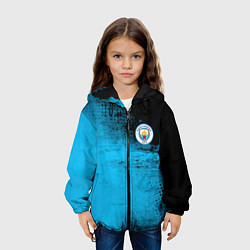 Куртка с капюшоном детская Manchester City голубая форма, цвет: 3D-черный — фото 2