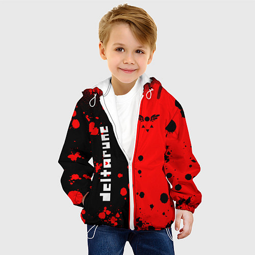 Детская куртка Deltarune black & red / 3D-Белый – фото 4