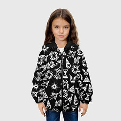 Куртка с капюшоном детская EXO BAND SYMBOL PATTERN WHITE K-POP, цвет: 3D-черный — фото 2