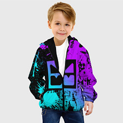 Куртка с капюшоном детская GEOMETRY DASH NEON LEVELS SMILE, цвет: 3D-черный — фото 2