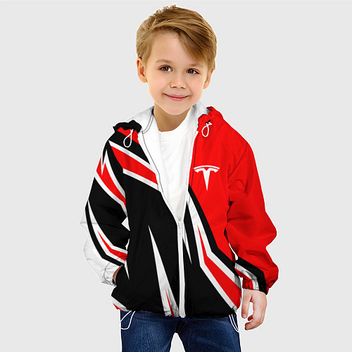 Детская куртка TESLA MOTORS RED LINE ТЕСЛА / 3D-Белый – фото 4