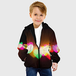 Куртка с капюшоном детская Горящие сердца всех цветов радуги, цвет: 3D-черный — фото 2