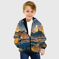Куртка с капюшоном детская Красивый горный пейзаж, цвет: 3D-черный — фото 2