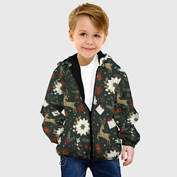 Куртка с капюшоном детская Олени Новый Год, цвет: 3D-черный — фото 2