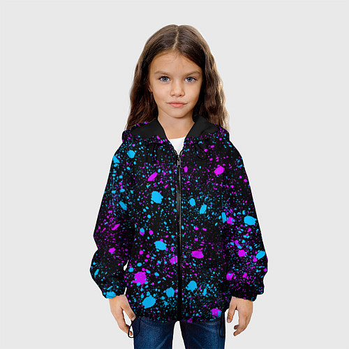 Детская куртка Брызги неоновые ярких красок / 3D-Черный – фото 3