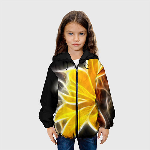 Детская куртка Желтый летний цветок / 3D-Черный – фото 3