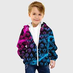 Куртка с капюшоном детская НЕОНОВЫЕ МОЛНИИ, GENSHIN IMPACT NEON, цвет: 3D-белый — фото 2