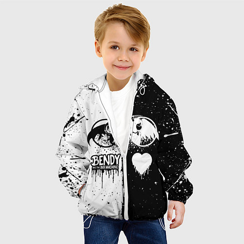 Детская куртка BLACK AND WHITE BENDY AND THE INK MACHINE / 3D-Белый – фото 4