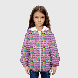Куртка с капюшоном детская Радужное мороженое, цвет: 3D-белый — фото 2