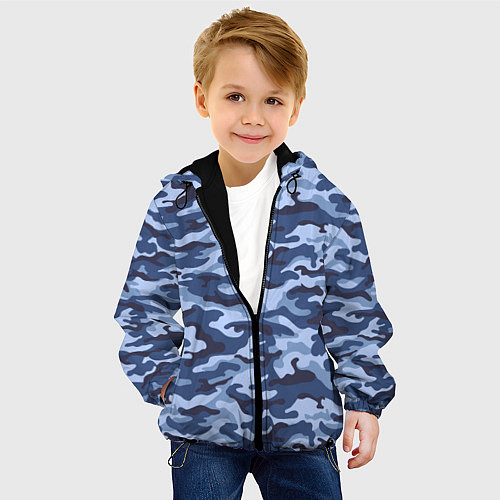 Детская куртка Синий Камуфляж Camouflage / 3D-Черный – фото 4