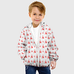 Куртка с капюшоном детская Серп и Молот СССР на белом фоне, цвет: 3D-белый — фото 2